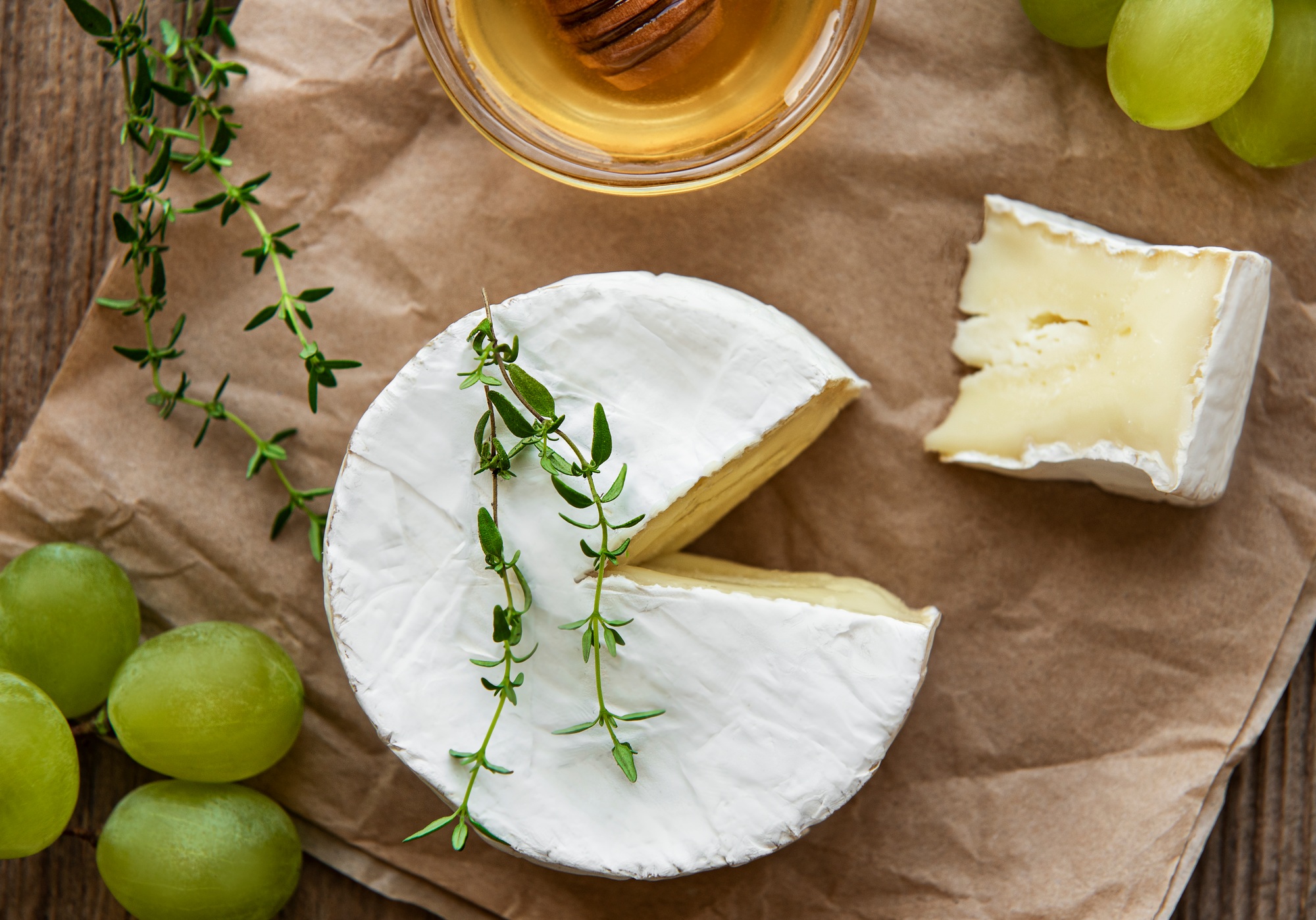 Camembert cheese with snacks