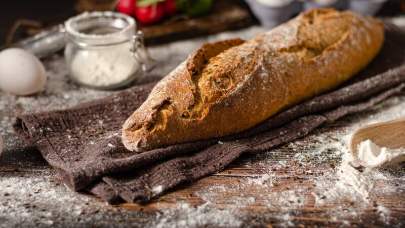 Homemade rustic baguette