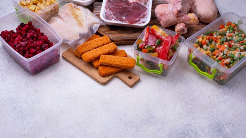 Set of various frozen products