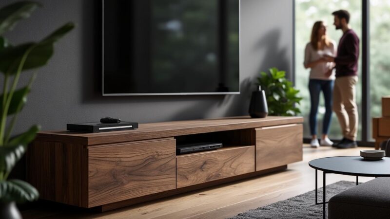 Comment le meuble TV Kaorka K16 XS 120 cm noyer transforme votre espace ?