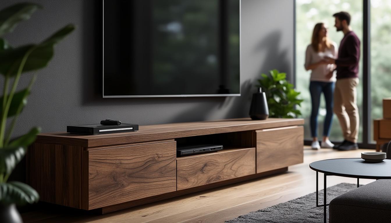découvrez comment le meuble tv kaorka k16 xs 120 cm en noyer peut métamorphoser votre intérieur. alliant élégance et fonctionnalité, ce meuble haut de gamme apporte une touche contemporaine tout en offrant un espace de rangement optimal pour vos appareils et accessoires. transformez votre salon en un lieu accueillant et moderne grâce à ce meuble au design raffiné.