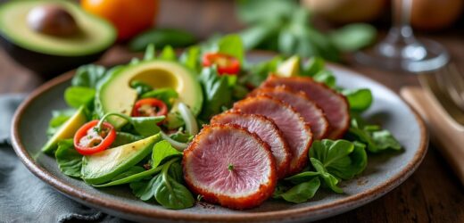 découvrez l’harmonie des saveurs avec notre salade au magret de canard fumé et avocat : une recette raffinée et équilibrée, idéale pour un repas gourmand et léger.