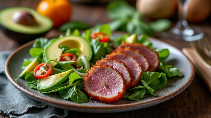 Savourez une combinaison parfaite avec la salade magret de canard fumé et avocat