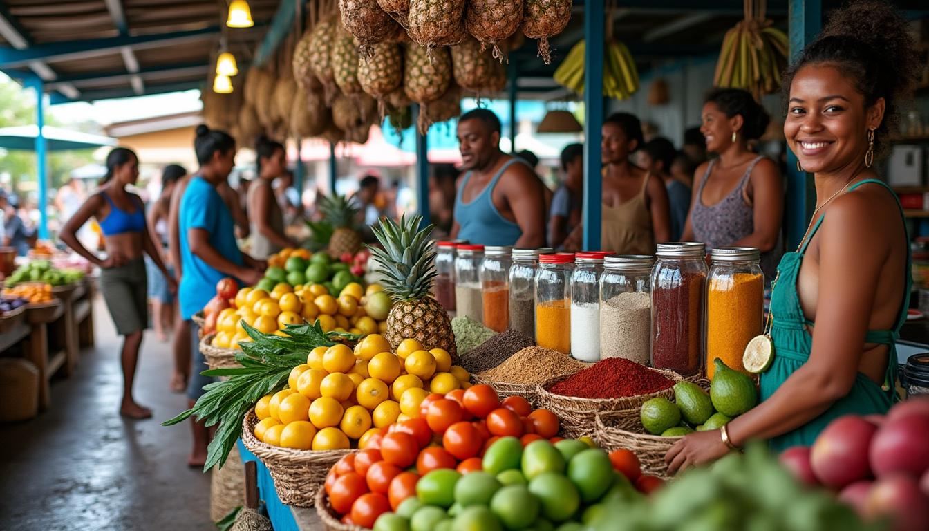découvrez les saveurs authentiques de la guyane en explorant ses marchés locaux, où chaque étal regorge de produits frais et de spécialités culinaires uniques.