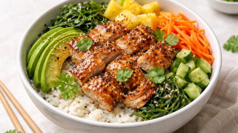 La recette du poke bowl au poulet simple : un plat frais et rapide à réaliser