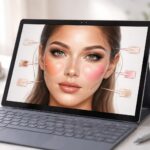 Un cours maquillage plus clair avec schémas annotés sur tablette Windows