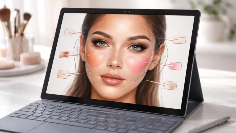 Un cours maquillage plus clair avec schémas annotés sur tablette Windows
